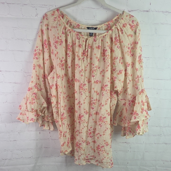 Cato Cream and Pink Floral Blouse - Picture 1 of 6